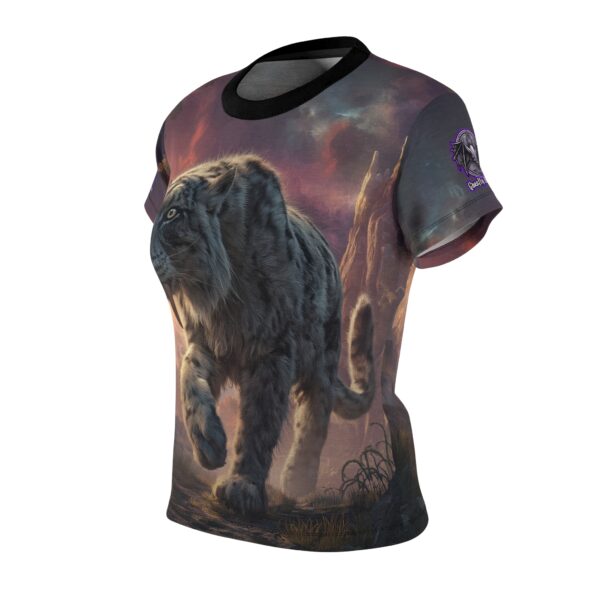 Prehistoric Smilodon aka Sabre-Tooth Tiger II Women's Tee (AOP) - Image 6