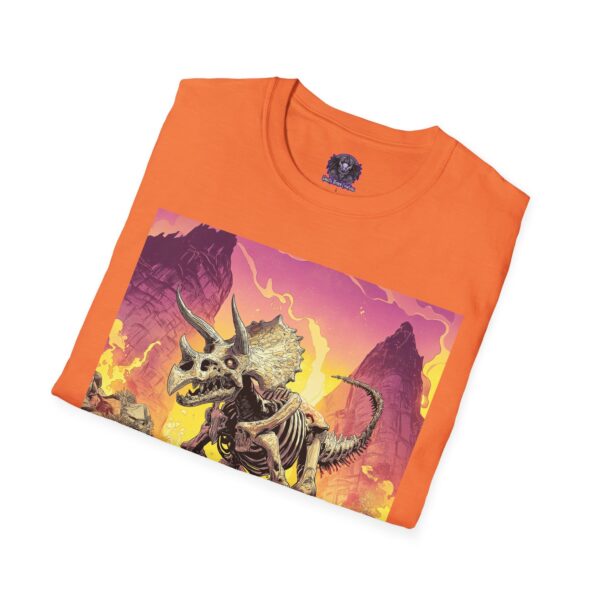 Skeletal Zombie Triceratops In Volcanic Wasteland Unisex T-Shirt - Image 12