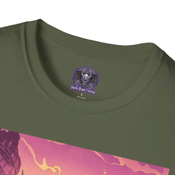 Skeletal Zombie Triceratops In Volcanic Wasteland Unisex T-Shirt - Image 27