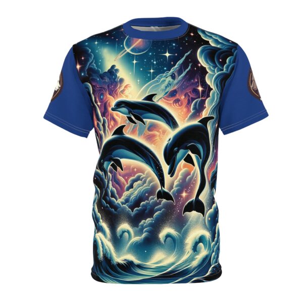 Cosmic Dolphins WD-D008 By Wyldesigns Unisex Cut & Sew Tee (AOP) - Image 15