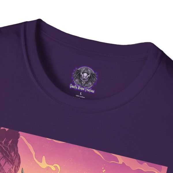 Skeletal Zombie Triceratops In Volcanic Wasteland Unisex T-Shirt - Image 43