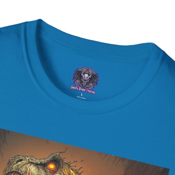Zombie T-Rex Tyrannosaurus In Volcanic Wasteland Unisex T-Shirt - Image 31