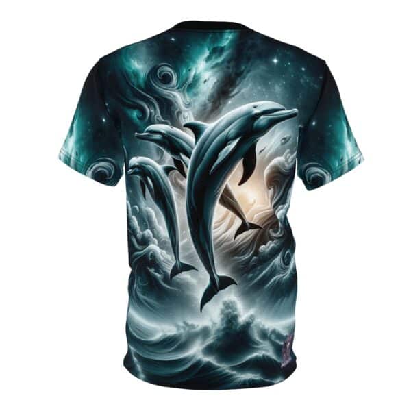 Dolphins Jumping WD-D007 By Wyldesigns Unisex Cut & Sew Tee (AOP) - Image 2