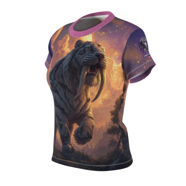 Prehistoric Smilodon aka Sabre-Tooth Tiger III Women's Tee (AOP) - Image 3