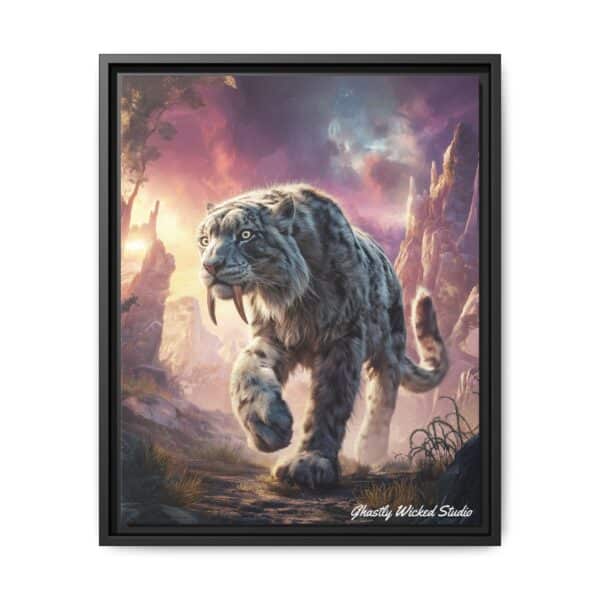 Prehistoric Smilodon aka Sabre-Tooth Tiger II Matte Canvas, Black Frame - Image 4