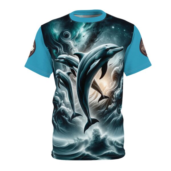 Dolphins Jumping WD-D007 By Wyldesigns Unisex Cut & Sew Tee (AOP) - Image 15