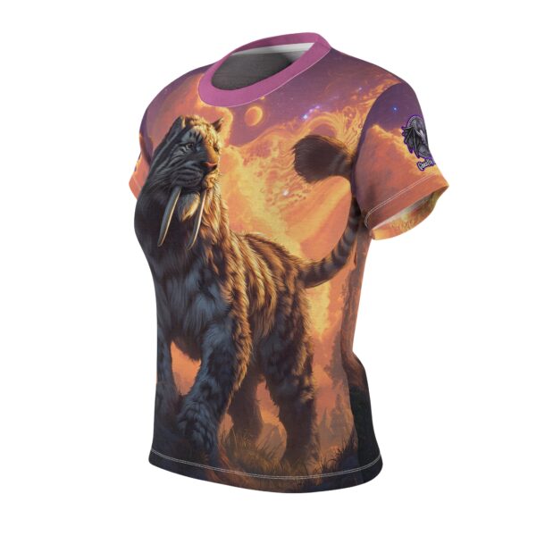Prehistoric Smilodon aka Sabre-Tooth Tiger Women's Tee (AOP) - Image 3