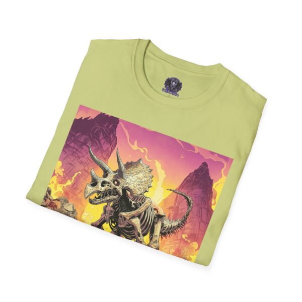 Skeletal Zombie Triceratops In Volcanic Wasteland Unisex T-Shirt - Image 24