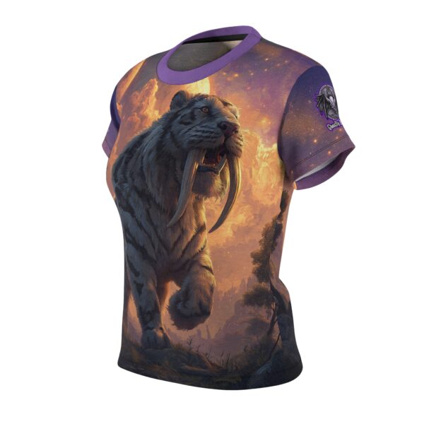 Prehistoric Smilodon aka Sabre-Tooth Tiger III Women's Tee (AOP) - Image 6