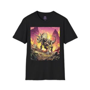 Skeletal Zombie Triceratops In Volcanic Wasteland Unisex T-Shirt