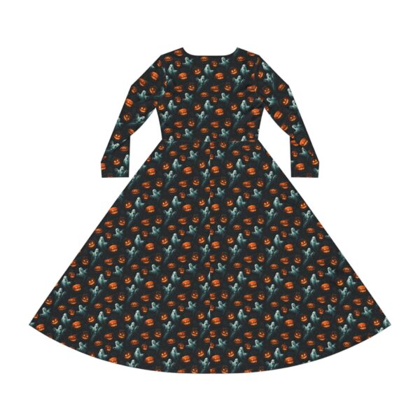 Ghosts & Pumpkins Pattern 3 Women's Long Sleeve Dance Dress | Charming Evening Wear, Boho Chic Style, Perfect for Parties, Special Occasions, Dancing Events - Image 3