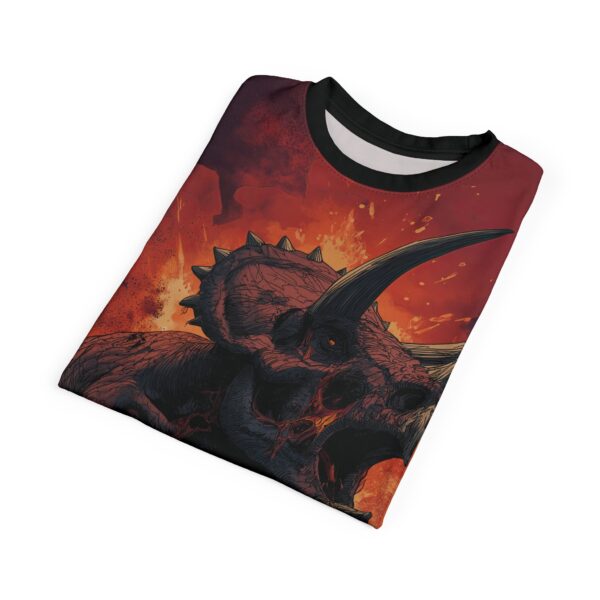 Zombie Triceratops In Volcanic Wasteland Tee Unisex (AOP) - Image 20