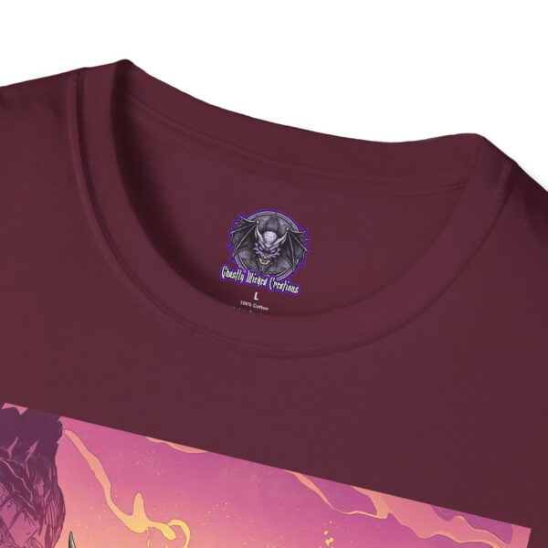 Skeletal Zombie Triceratops In Volcanic Wasteland Unisex T-Shirt - Image 55