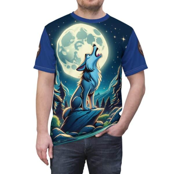 Howling Wolf Toon Style WD-D012 By Wyldesigns Unisex Cut & Sew Tee (AOP) - Image 19