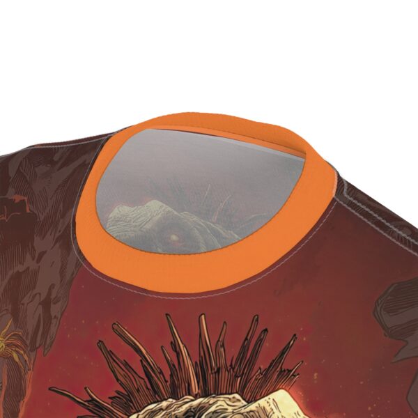 Zombie Raptor Velociraptor In Volcanic Wasteland Tee Unisex (AOP) - Image 39