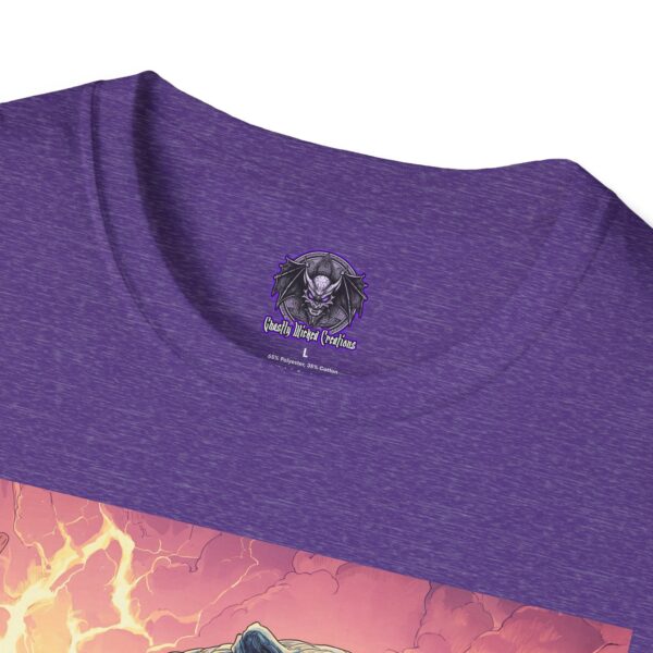 Zombie Smilodon Sabretooth Cat In Volcanic Wasteland Unisex T-Shirt - Image 39