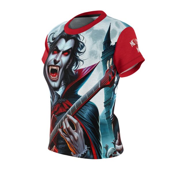 Monster Mosh 2024 Tour Drac on Guitar MM-D001 Women's Cut & Sew Tee (AOP) - Red or Light Blue Sleeves - Image 3