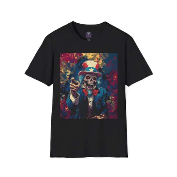 Pop Art Tee Uncle Sam Patriotic 4th Of July Skeletal Uncle Sam Pop Art 60's Style Unisex T-Shirt - Image 9