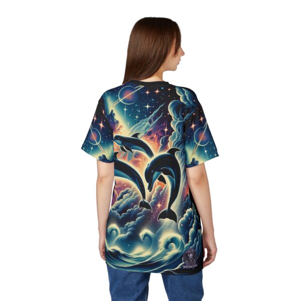Cosmic Dolphins WD-D008 By Wyldesigns Unisex Cut & Sew Tee (AOP) - Image 6