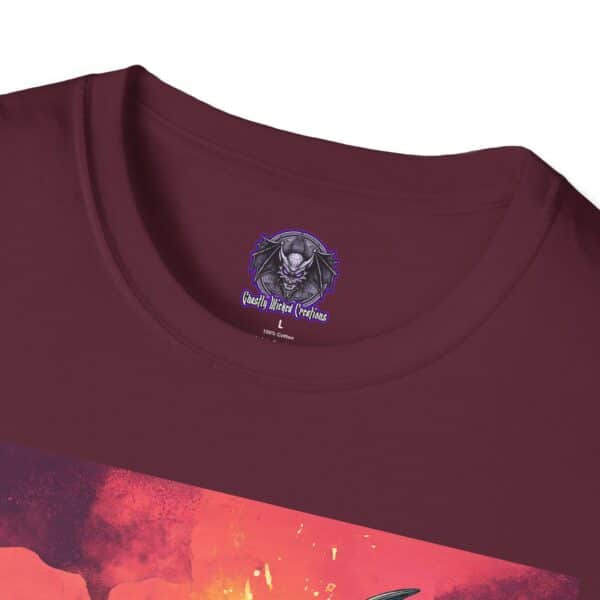 Zombie Triceratops In Volcanic Wasteland Unisex T-Shirt - Image 55