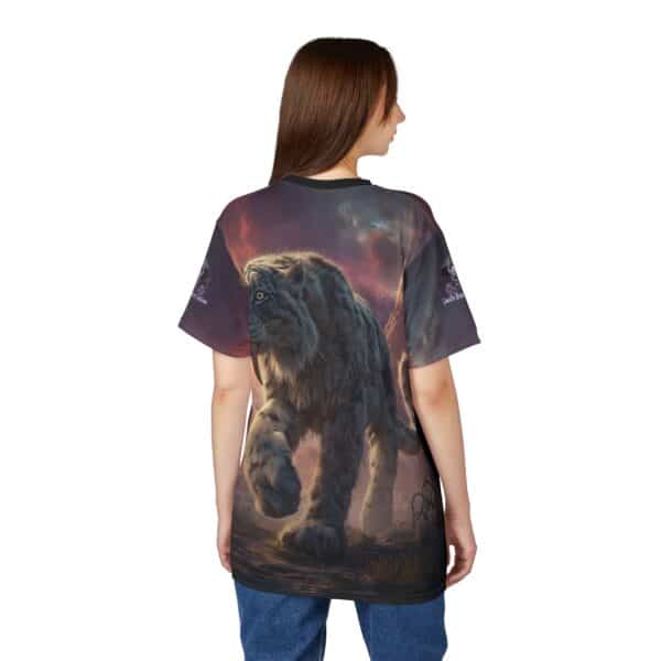 Prehistoric Smilodon aka Sabre-Tooth Tiger II Unisex Tee (AOP) - Image 14