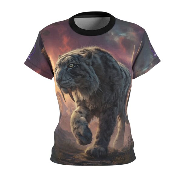 Prehistoric Smilodon aka Sabre-Tooth Tiger II Women's Tee (AOP) - Image 5