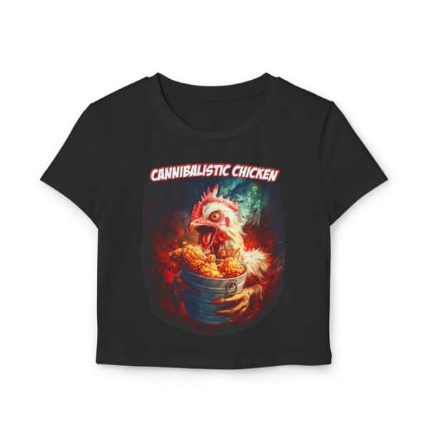 Cannibalistic Chicken Band Official Women's Baby Tee | Cute Graphic Shirt, Trendy Crop Top, Halloween Costume, Funny Chicken T-Shirt, Gift for - Image 2