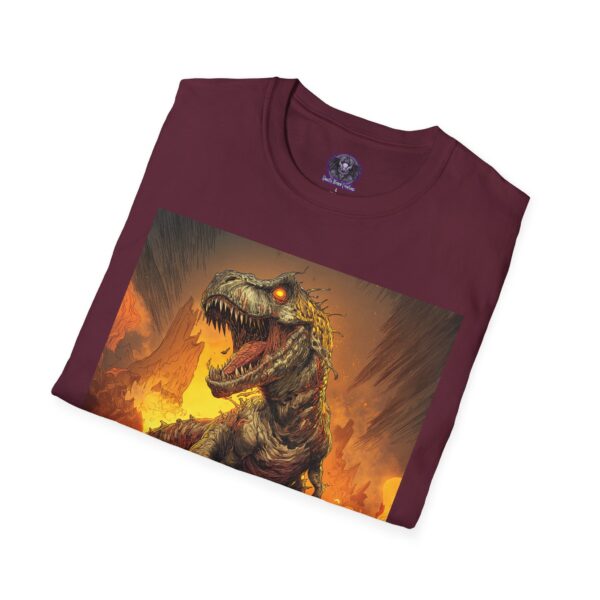 Zombie T-Rex Tyrannosaurus In Volcanic Wasteland Unisex T-Shirt - Image 56
