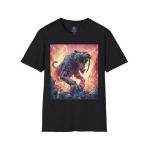 Zombie Smilodon Sabretooth Cat In Volcanic Wasteland Unisex T-Shirt