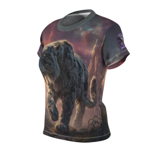 Prehistoric Smilodon aka Sabre-Tooth Tiger II Women's Tee (AOP) - Image 3