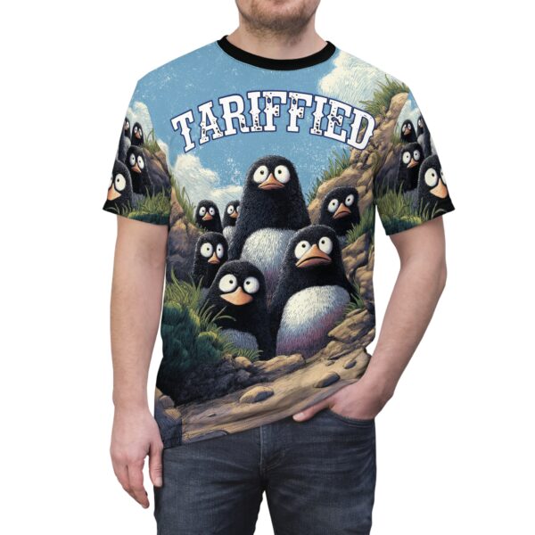 Tariffied Unisex Tee – Tariff Fear Is Real (AOP) - Image 10