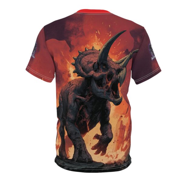 Zombie Triceratops In Volcanic Wasteland Tee Unisex (AOP) - Image 22