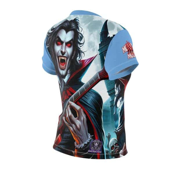 Monster Mosh 2024 Tour Drac on Guitar MM-D001 Women's Cut & Sew Tee (AOP) - Red or Light Blue Sleeves - Image 9