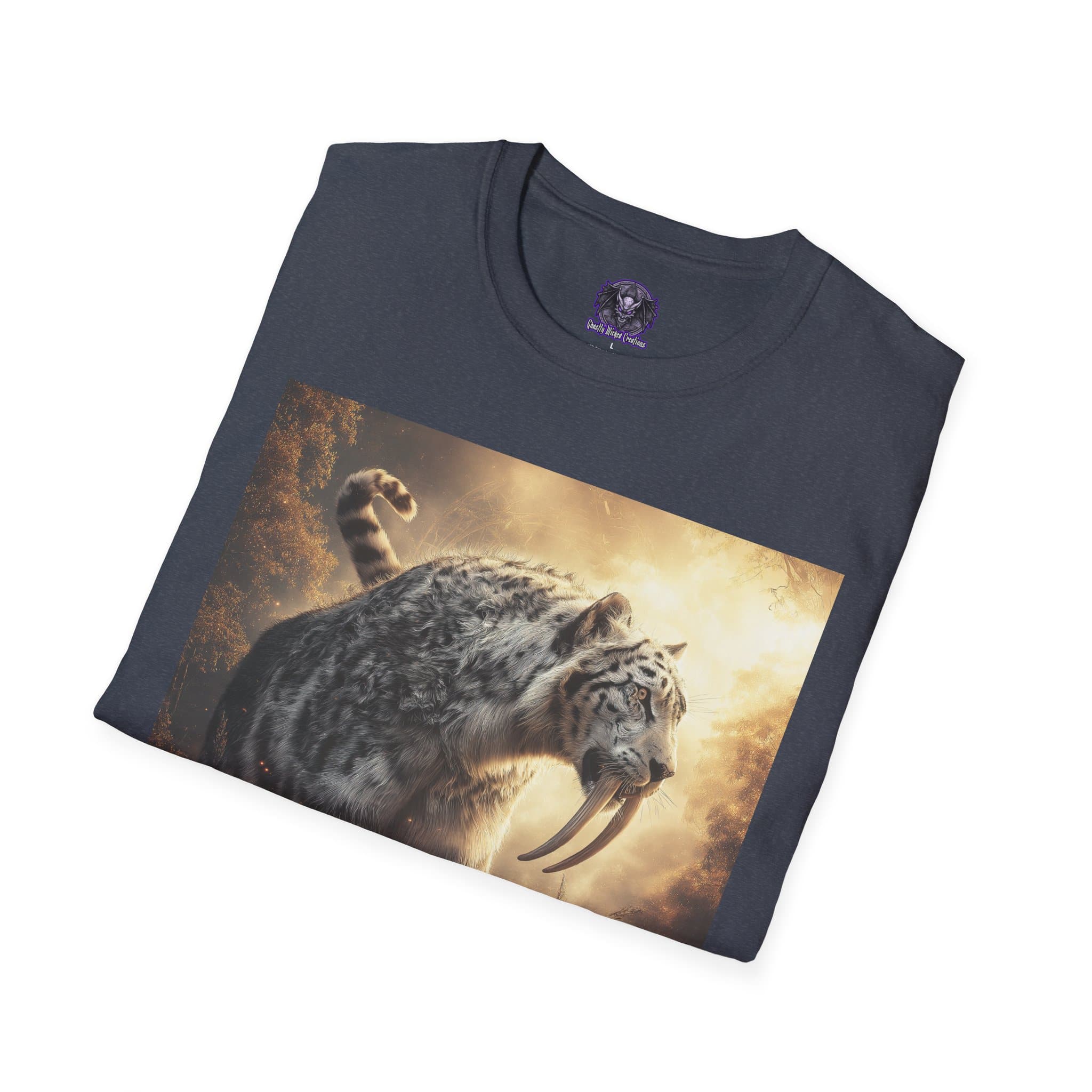 Prehistoric Smilodon aka Sabre-Tooth Tiger VIII Unisex T-Shirt, Graphic Tee, Unique Gift, Casual Wear - Image 36