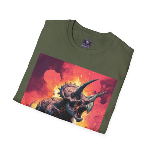 Zombie Triceratops In Volcanic Wasteland Unisex T-Shirt - Image 28