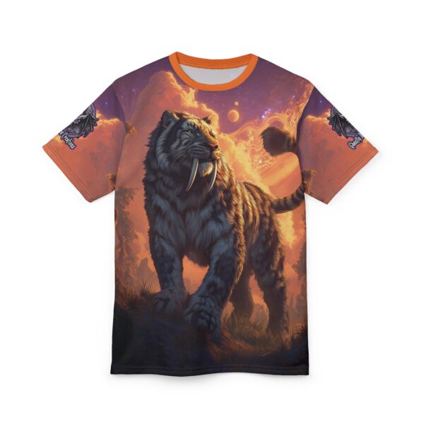 Prehistoric Smilodon aka Sabre-Tooth Tiger  Unisex Tee (AOP) - Image 6
