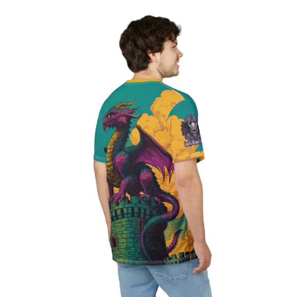 Dragon Guarding Castle Tower 60's Pop Art Style Unisex Tee (AOP) - Image 33