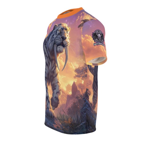 Prehistoric Smilodon aka Sabre-Tooth Tiger VI Unisex Tee (AOP) - Image 37