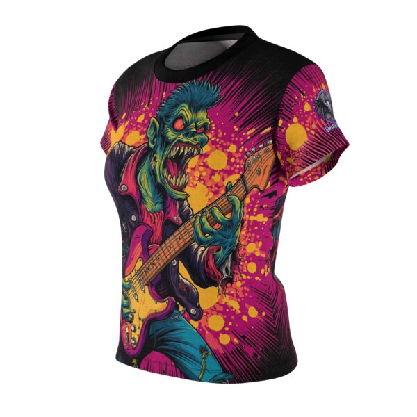 Women's Tee Zombie Guitarist Monster Pop Art Style 60's (AOP) - Image 6