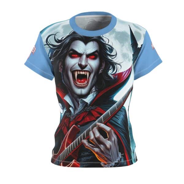 Monster Mosh 2024 Tour Drac on Guitar MM-D001 Women's Cut & Sew Tee (AOP) - Red or Light Blue Sleeves - Image 7