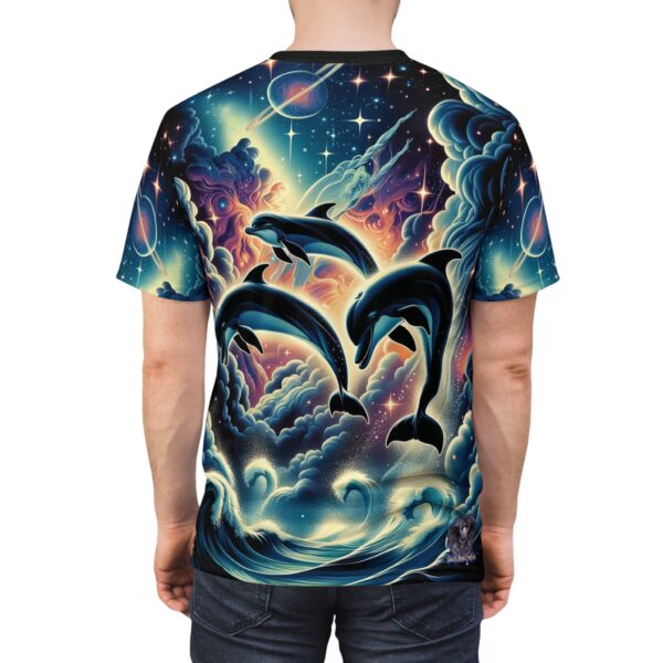 Cosmic Dolphins WD-D008 By Wyldesigns Unisex Cut & Sew Tee (AOP) - Image 10