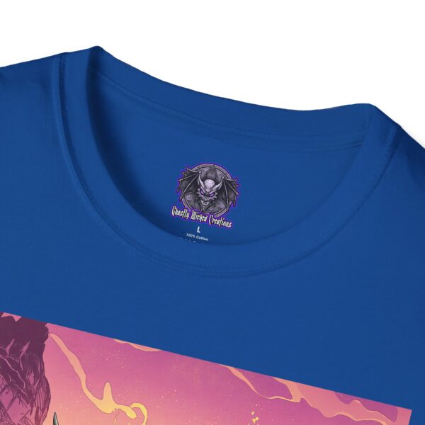 Skeletal Zombie Triceratops In Volcanic Wasteland Unisex T-Shirt - Image 59