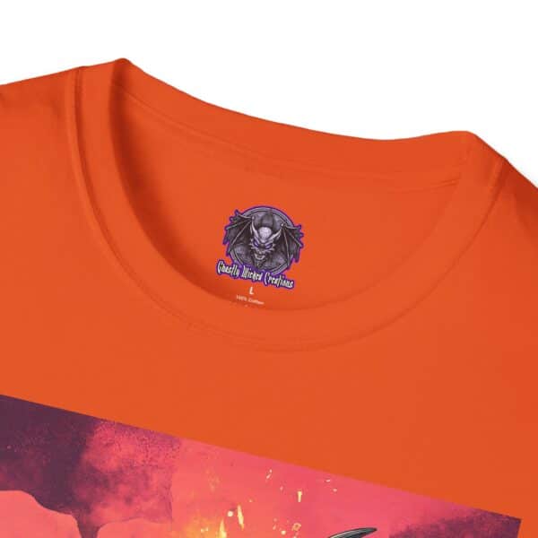 Zombie Triceratops In Volcanic Wasteland Unisex T-Shirt - Image 15