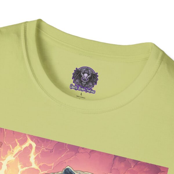 Zombie Smilodon Sabretooth Cat In Volcanic Wasteland Unisex T-Shirt - Image 23