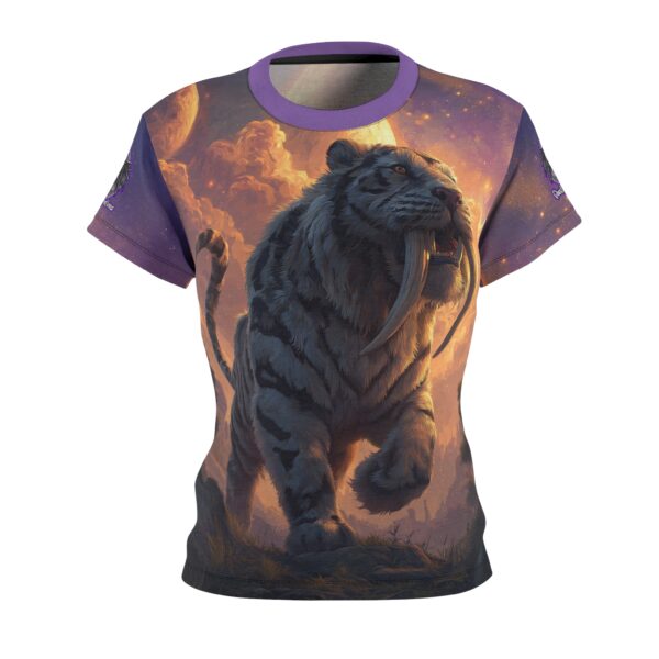 Prehistoric Smilodon aka Sabre-Tooth Tiger III Women's Tee (AOP) - Image 5