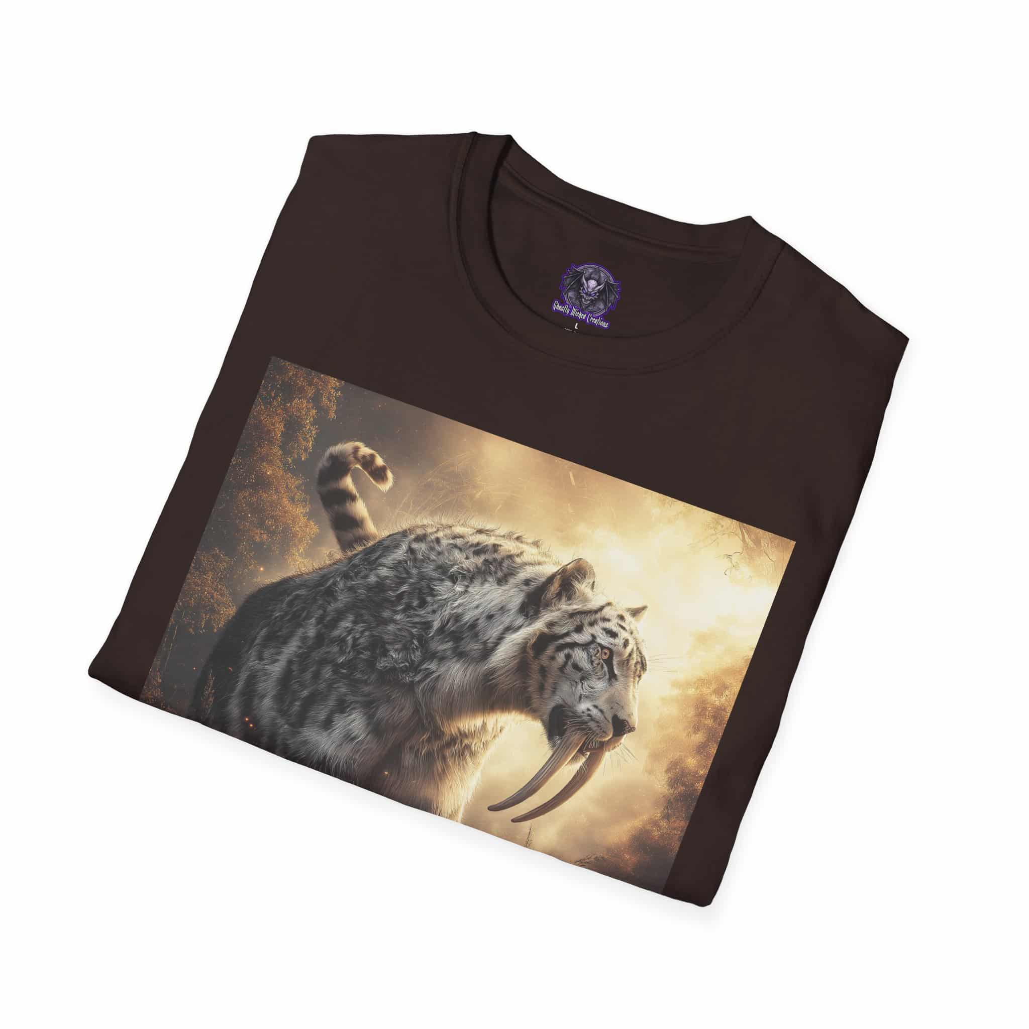 Prehistoric Smilodon aka Sabre-Tooth Tiger VIII Unisex T-Shirt, Graphic Tee, Unique Gift, Casual Wear - Image 20