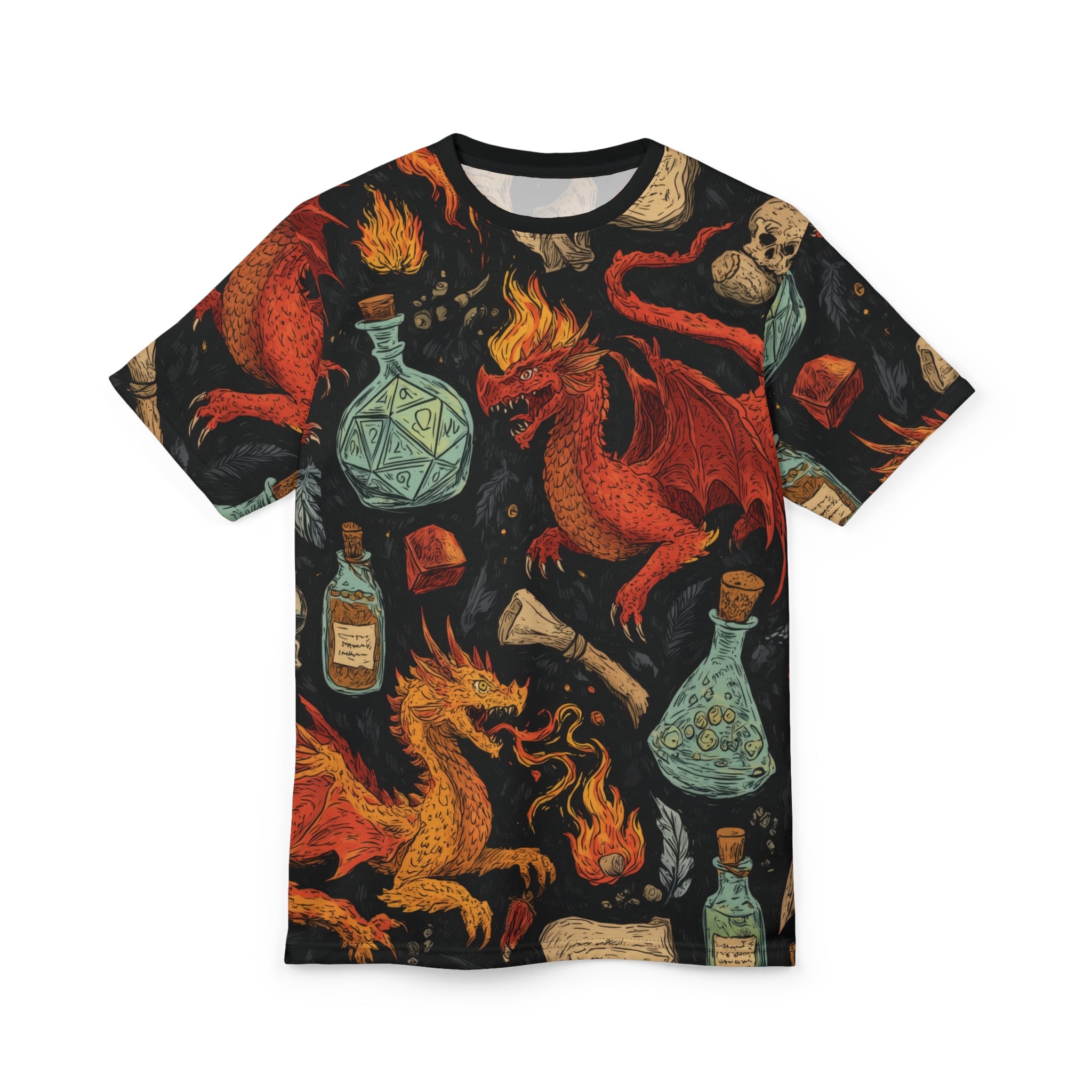 Epic Dragon Fantasy Pattern Unisex Cut & Sew Tee (AOP) - Image 7