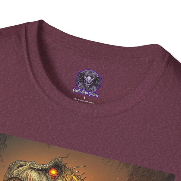 Zombie T-Rex Tyrannosaurus In Volcanic Wasteland Unisex T-Shirt - Image 47
