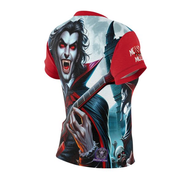 Monster Mosh 2024 Tour Drac on Guitar MM-D001 Women's Cut & Sew Tee (AOP) - Red or Light Blue Sleeves - Image 4