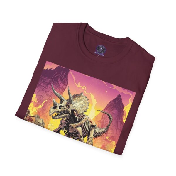 Skeletal Zombie Triceratops In Volcanic Wasteland Unisex T-Shirt - Image 56